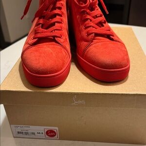 Christian Louboutin Fiery Red Suede Sneakers